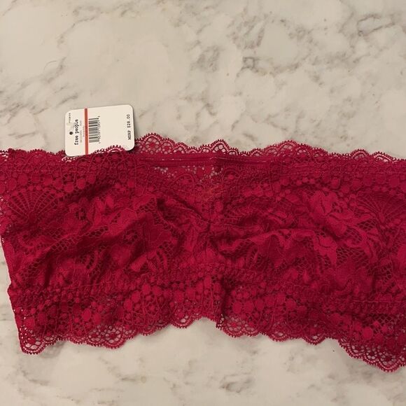 ❤NWT FREE people Burgundy lace bandeau bralette XS - Picture 6 of 7